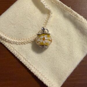 James Avery Retired Daisy Flower Yellow Glass Art Finial Charm Pendant